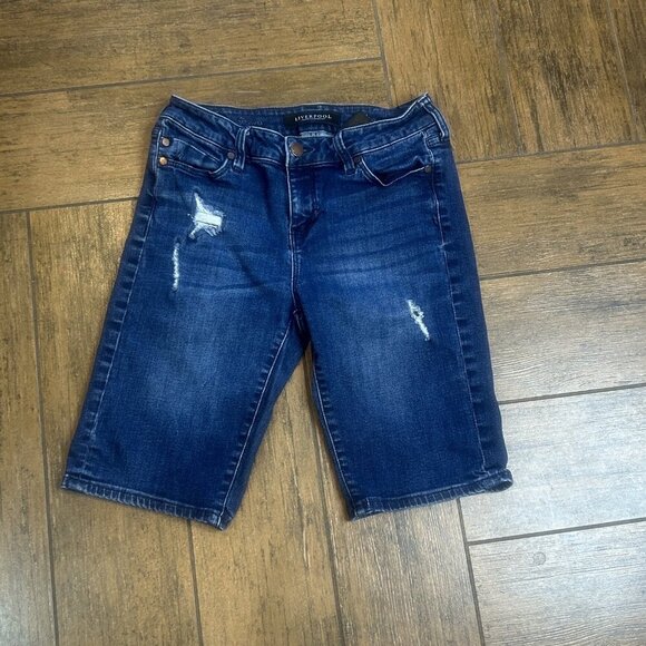 Liverpool The Long Bermuda Dark Wash Jean Shorts Size 4/27 - Picture 9 of 11